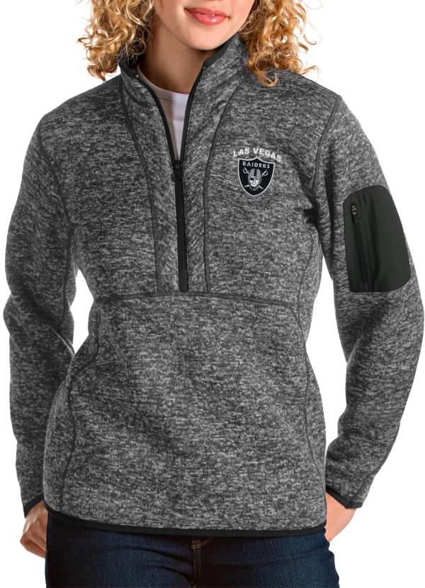 Antigua Women's Las Vegas Raiders Fortune Smoke Quarter-Zip Pullover