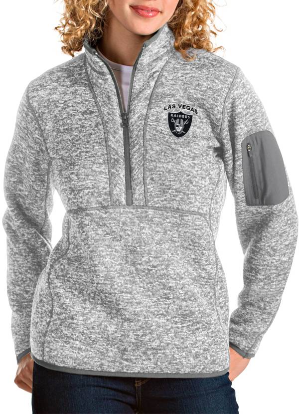 Antigua Women's Las Vegas Raiders Fortune Grey Quarter-Zip Pullover