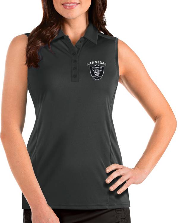 Antigua Women's Las Vegas Raiders Sleeveless Grey Performance Polo