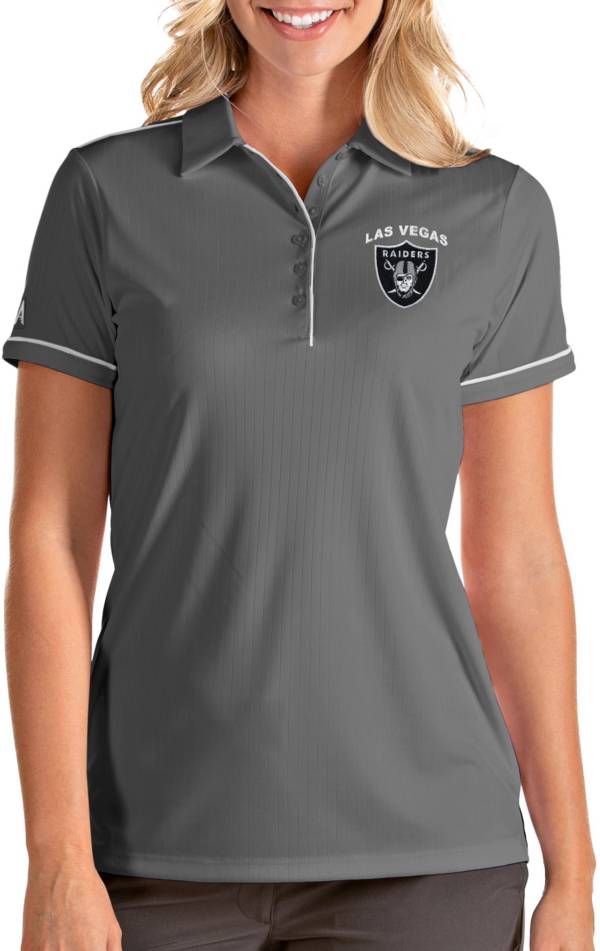 Antigua Women's Las Vegas Raiders Salute Grey Polo