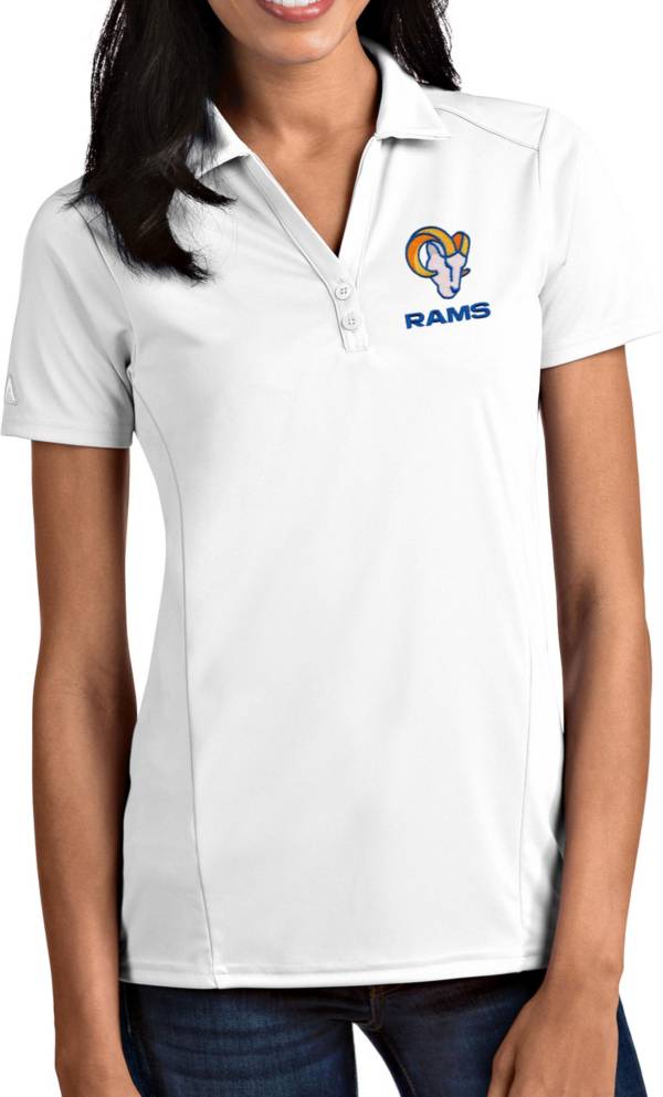 Antigua Women's Los Angeles Rams White Tribute Performance Polo