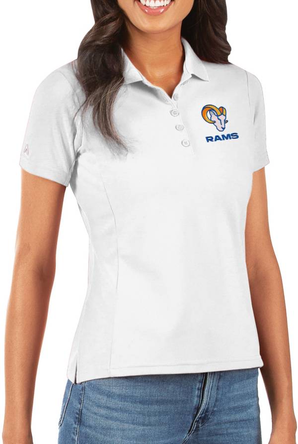 Antigua Women's Los Angeles Rams White Pique Xtra-Lite Polo