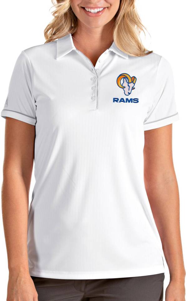 Antigua Women's Los Angeles Rams White Salute Performance Polo