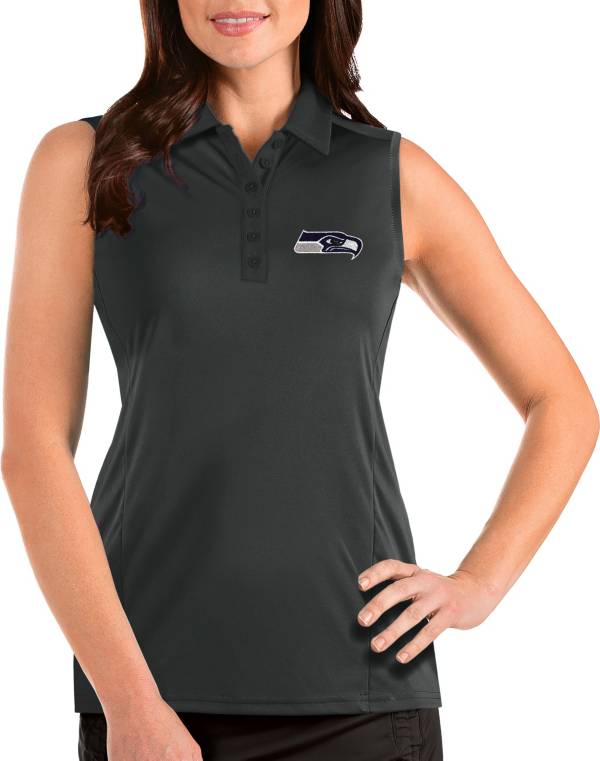 Antigua Women's Seattle Seahawks Tribute Sleeveless Grey Performance Polo