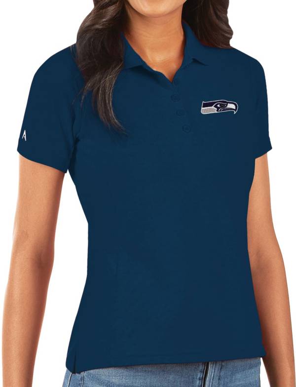 Antigua Women's Seattle Seahawks Navy Legacy Pique Polo