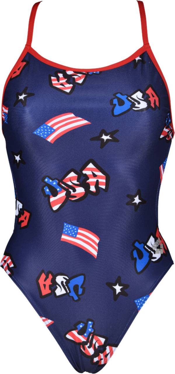 arena Women's Graffiti USA Booster Back One Piece Swimsuit