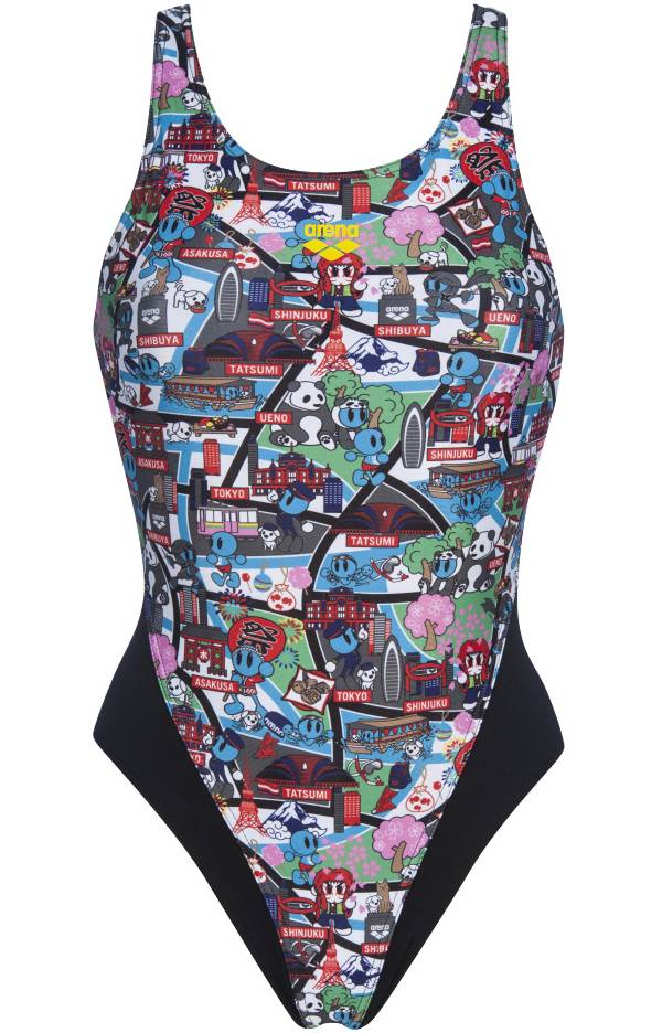 arena Women's Kun Map Swim Tech Open Back One Piece Swimsuit