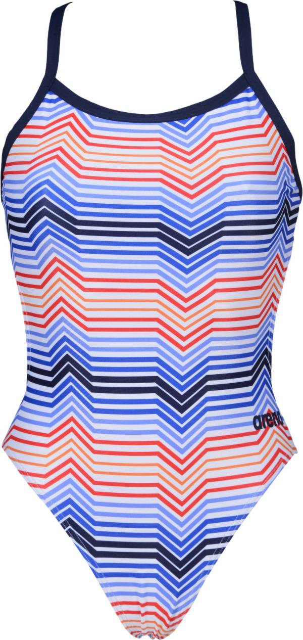 arena Women's Multi Stripes Challenge Back One Piece Swimsuit