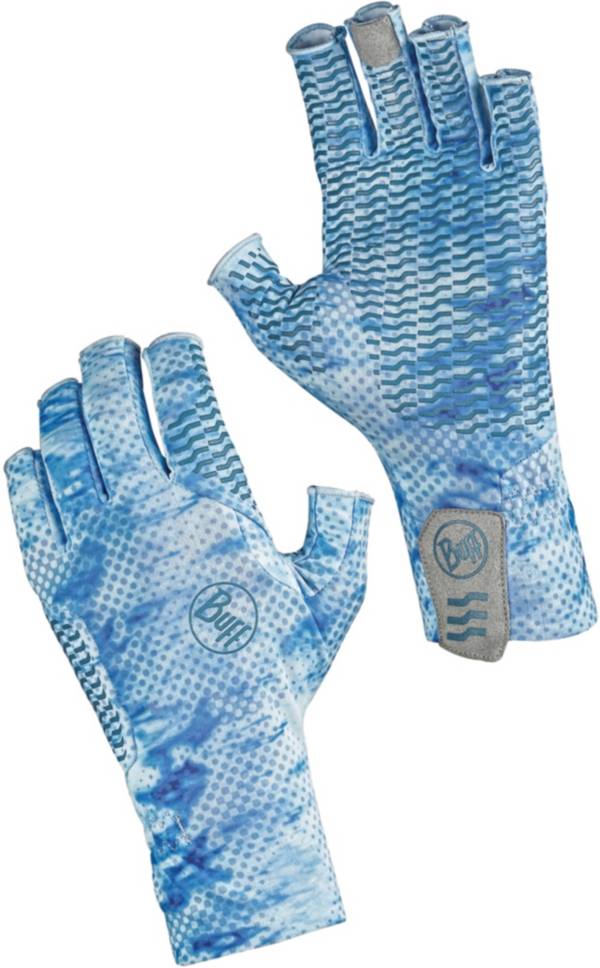 Buff Aqua Camo Blue Fishing Gloves