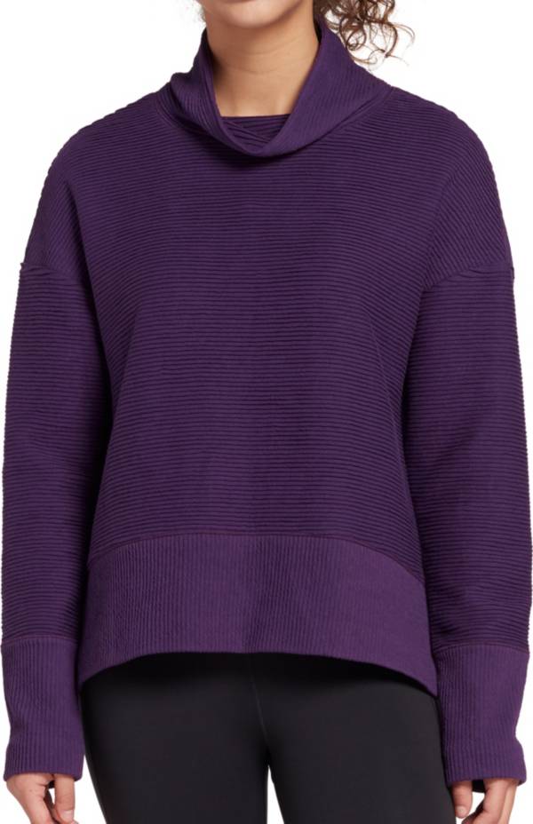 CALIA Women's Rib Mock Neck Sweatshirt