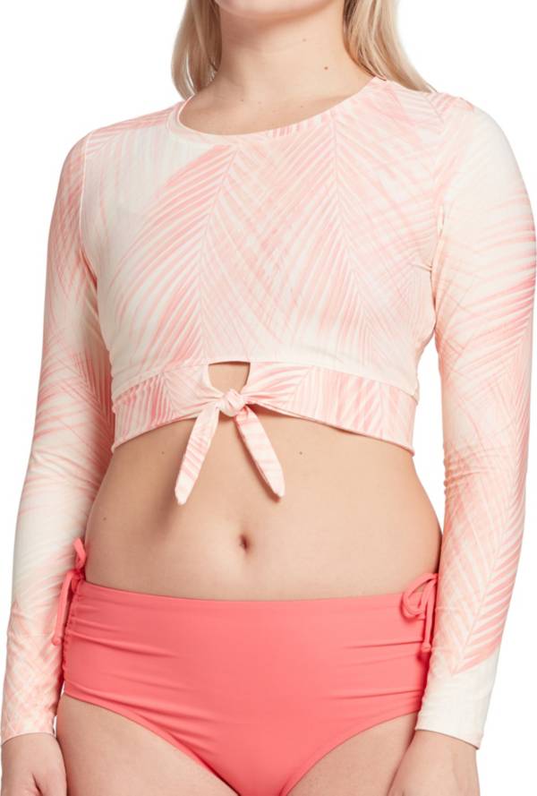 CALIA Women's Tie Front Crop Long Sleeve Rash Guard