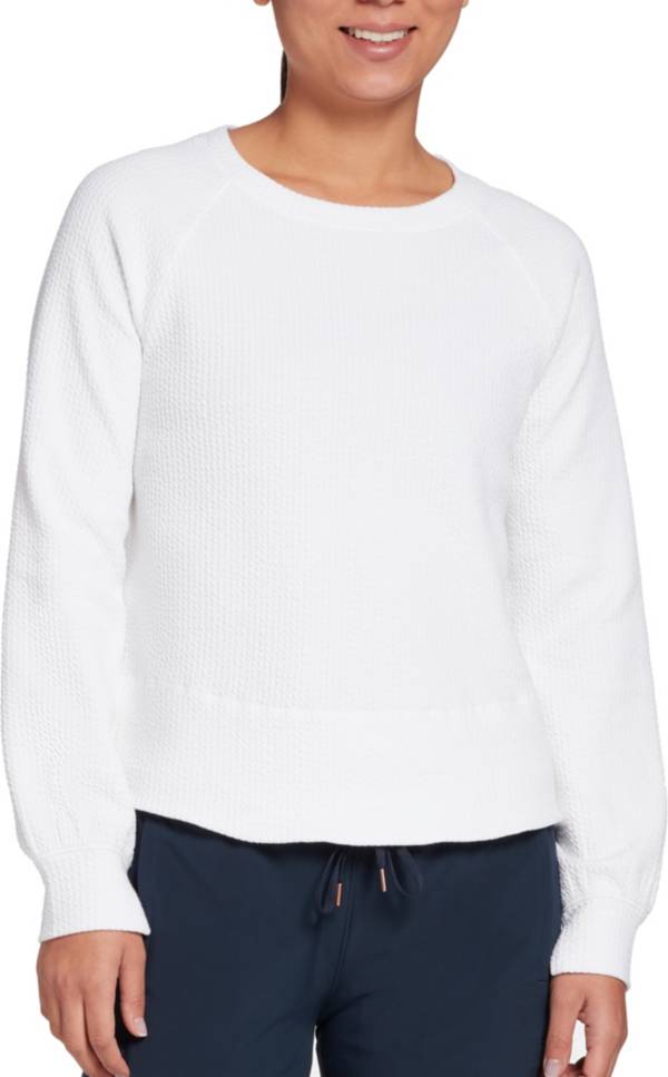 CALIA Women's Textured Crewneck Pullover