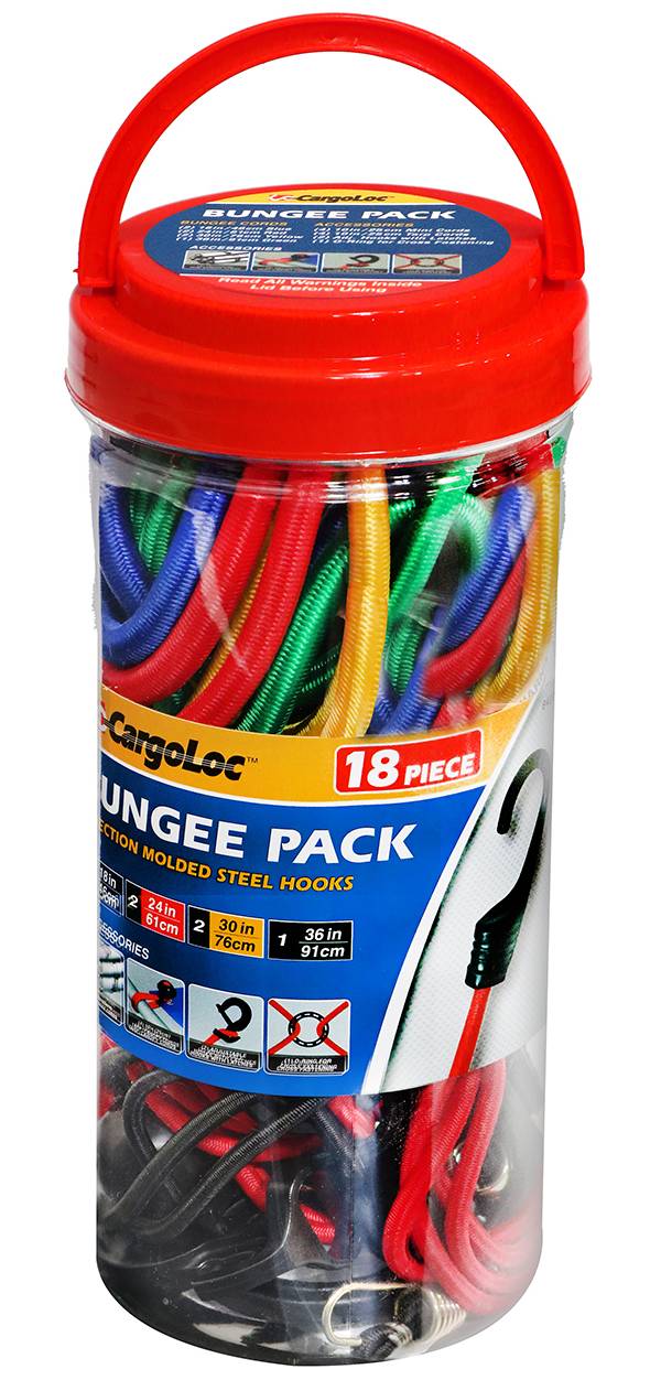 CargoLoc 18 Pc Bungee Cord Assortment with Molded Steel Hooks