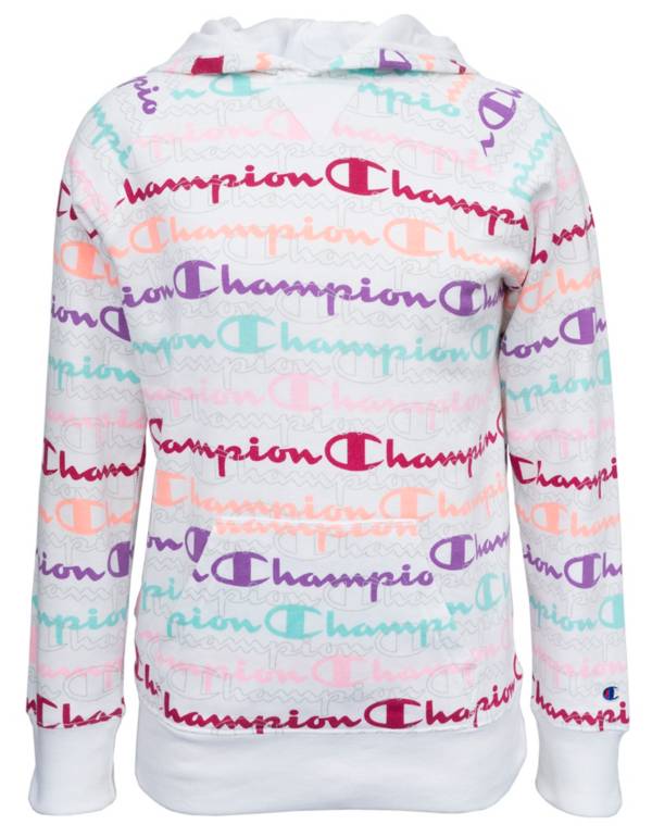 Champion Girls' Allover Print Raglan Fleece Hoodie