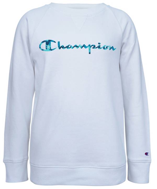 Champion Girls' Tie-Dye Script Crew Sweatshirt