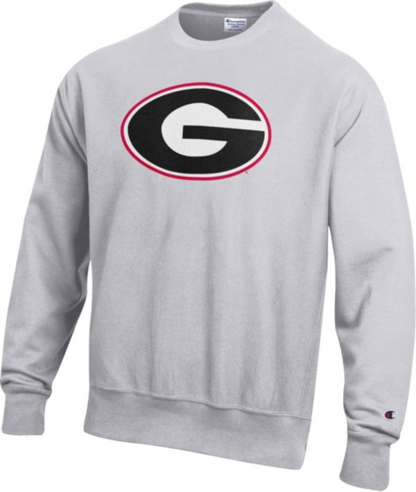 Champion Men's Georgia Bulldogs Grey Reverse Weave Crew Sweatshirt