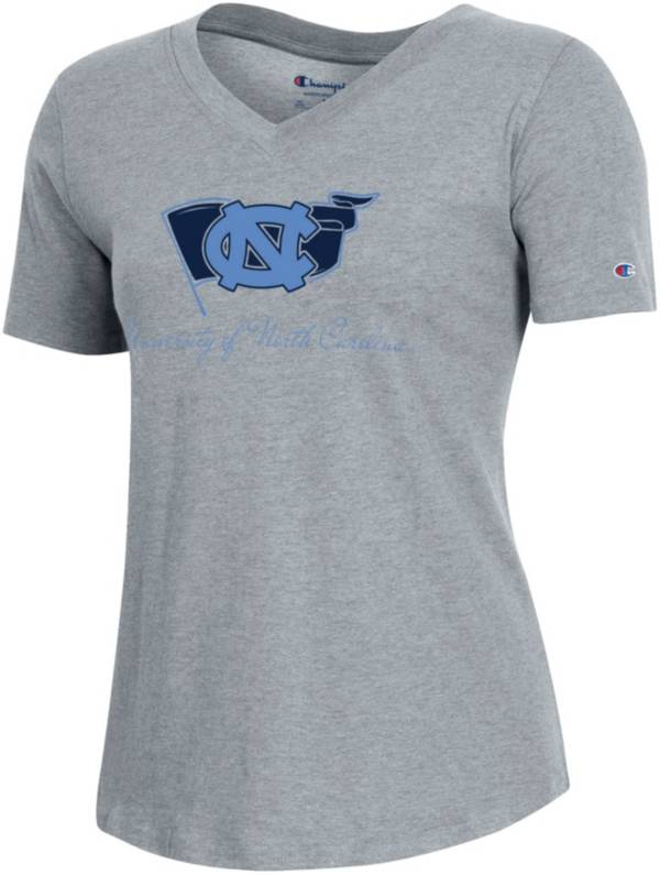 Champion Women's North Carolina Tar Heels Grey V-Neck T-Shirt