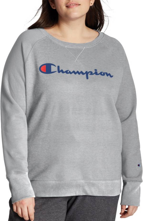 Champion Women's Plus Size Powerblend Boyfriend Logo Crew Sweatshirt