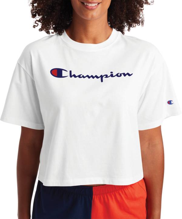 Champion Women's Cropped Script Logo Short Sleeve T-Shirt product image