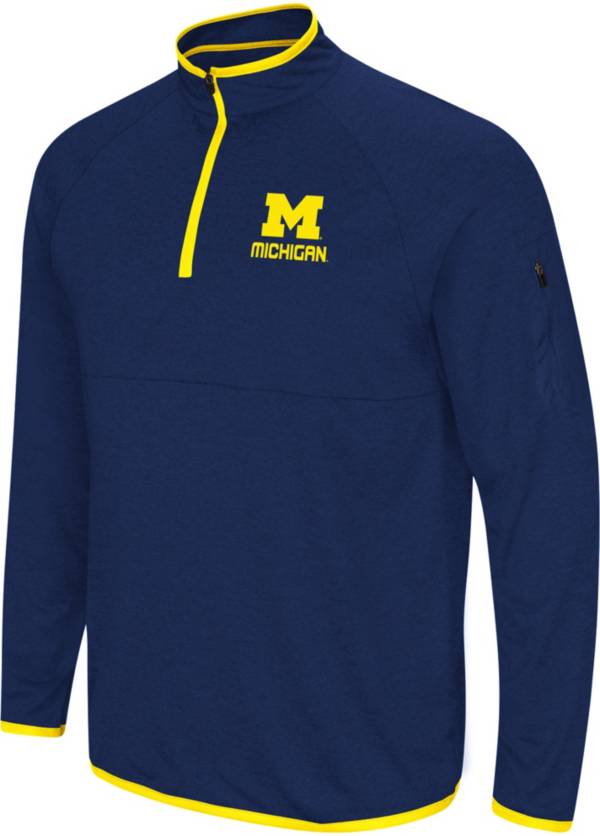 Colosseum Men's Michigan Wolverines Blue Rival Quarter-Zip Shirt