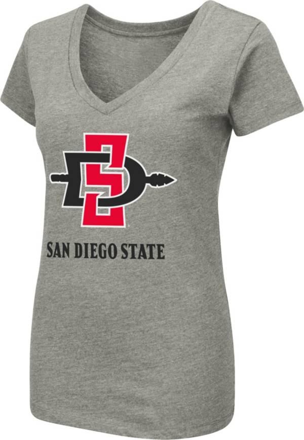 Colosseum Women's San Diego State Aztecs Grey Dual Blend V-Neck T-Shirt