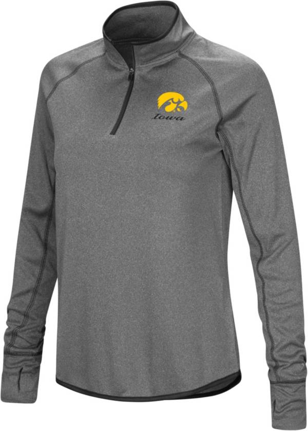 Colosseum Women's Iowa Hawkeyes Charcoal Stingray Quarter-Zip Shirt