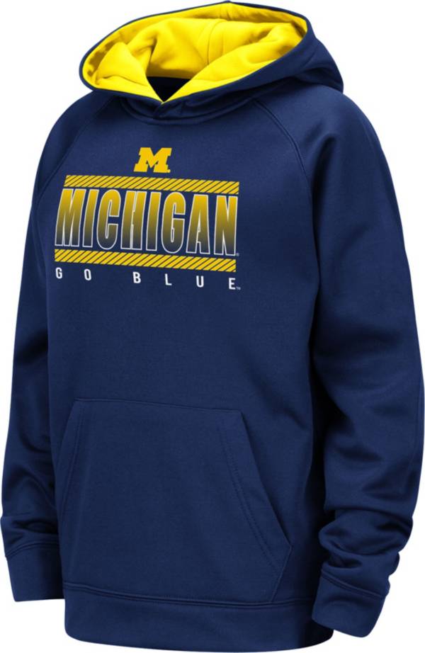 Colosseum Youth Michigan Wolverines Blue Raglan Pullover Hoodie