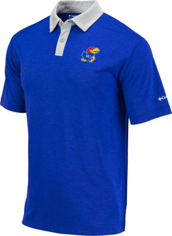 Columbia Men's Kansas Jayhawks Blue Omni-Wick Range Performance Polo