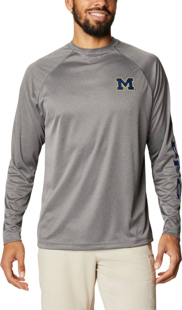 Columbia Men's Michigan Wolverines Terminal Tackle Grey T-Shirt