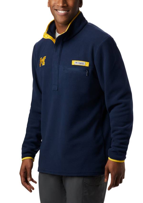 Columbia Men's Michigan Wolverines Blue Harborside Fleece Pullover