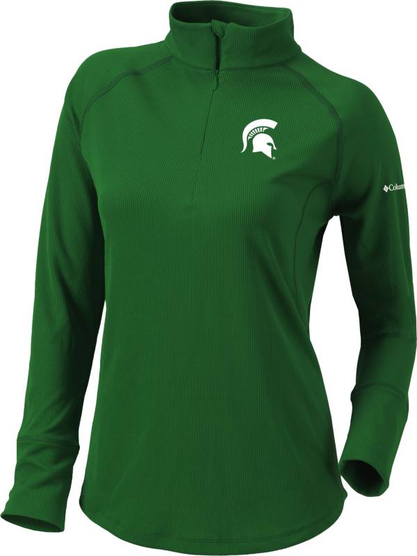 Columbia Women's Michigan State Spartans Green Flop Shot Half-Zip Pullover Shirt