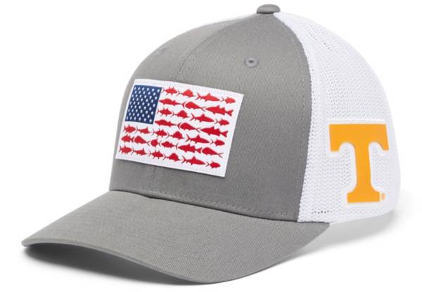 Columbia Men's Tennessee Volunteers Grey PFG Fish Flag Mesh Fitted Hat