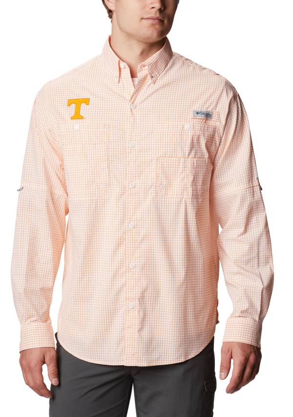 Columbia Men's Tennessee Volunteers Tennessee Orange Gingham Tamiami Long Sleeve Shirt