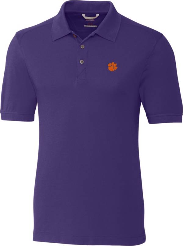 Cutter & Buck Men's Clemson Tigers Purple Advantage Long Sleeve Polo