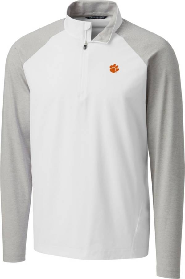 Cutter & Buck Men's Clemson Tigers Response Half-Zip White Shirt