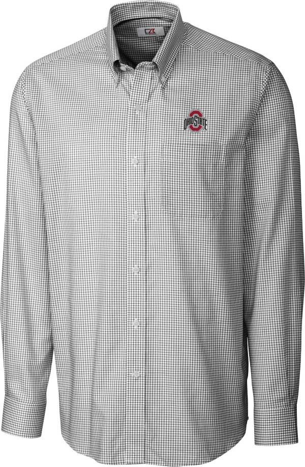 Cutter & Buck Men's Ohio State Buckeyes Epic Long Sleeve Button-Down Black Shirt