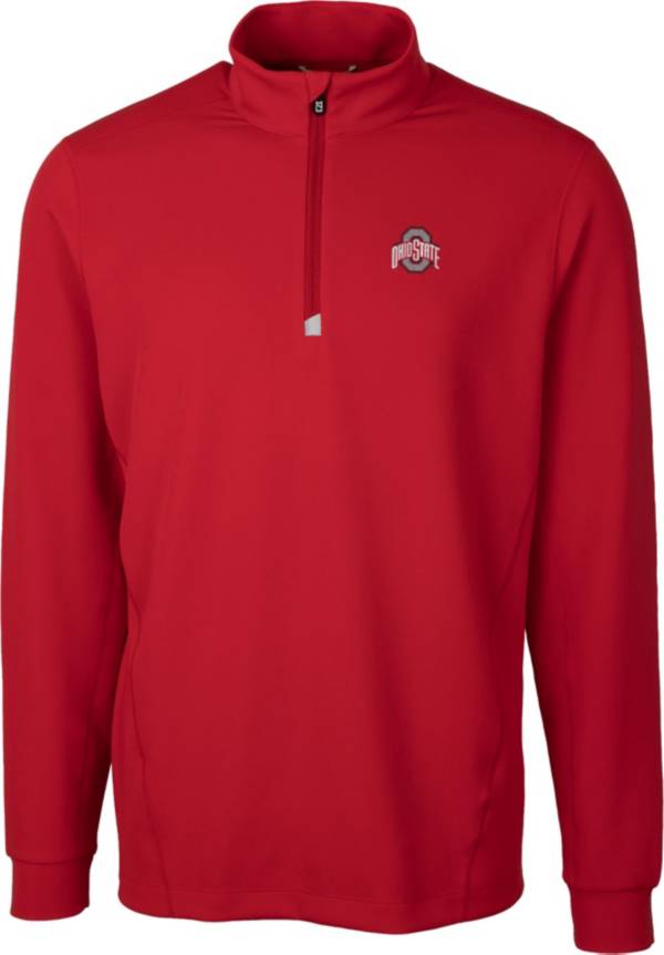 Cutter & Buck Men's Ohio State Buckeyes Scarlet Traverse Half-Zip Shirt