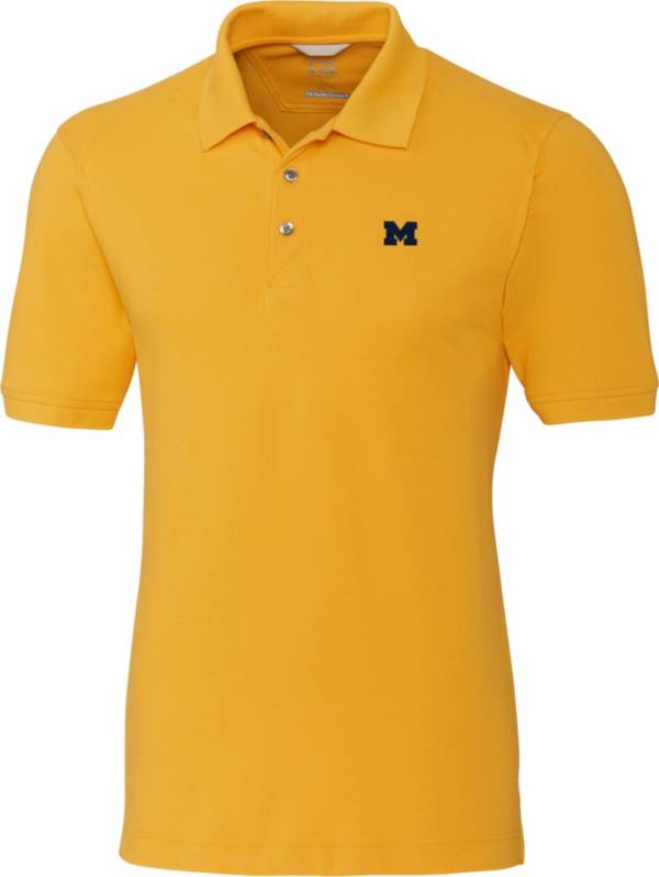 Cutter & Buck Men's Michigan Wolverines Gold Advantage Long Sleeve Polo