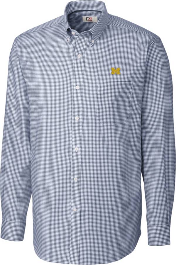 Cutter & Buck Men's Michigan Wolverines Blue Epic Long Sleeve Button-Down Shirt