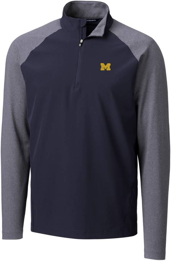 Cutter & Buck Men's Michigan Wolverines Blue Response Half-Zip Shirt