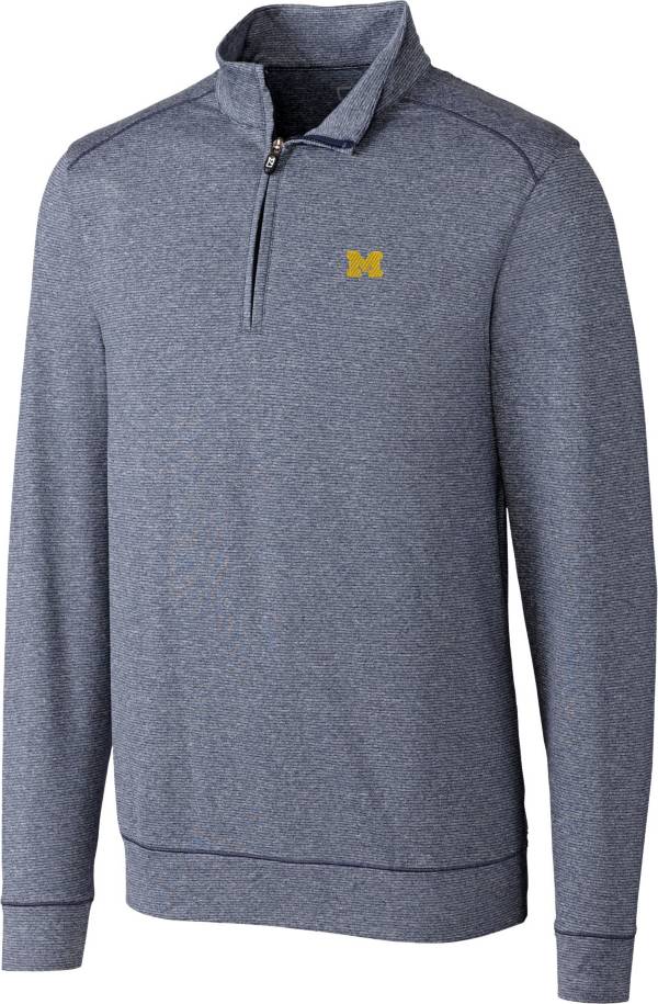 Cutter & Buck Men's Michigan Wolverines Blue Shoreline Half-Zip Shirt