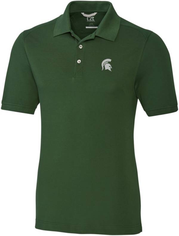 Cutter & Buck Men's Michigan State Spartans Green Advantage Long Sleeve Polo