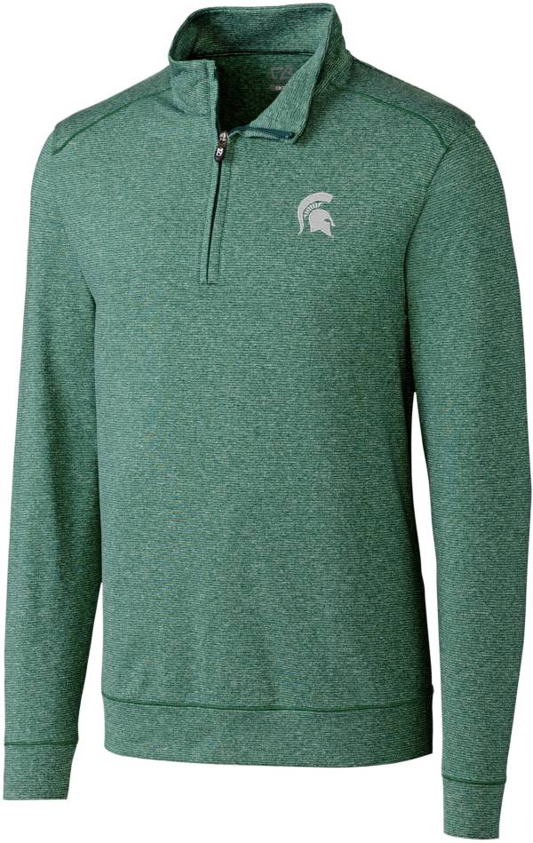 Cutter & Buck Men's Michigan State Spartans Green Shoreline Half-Zip Shirt