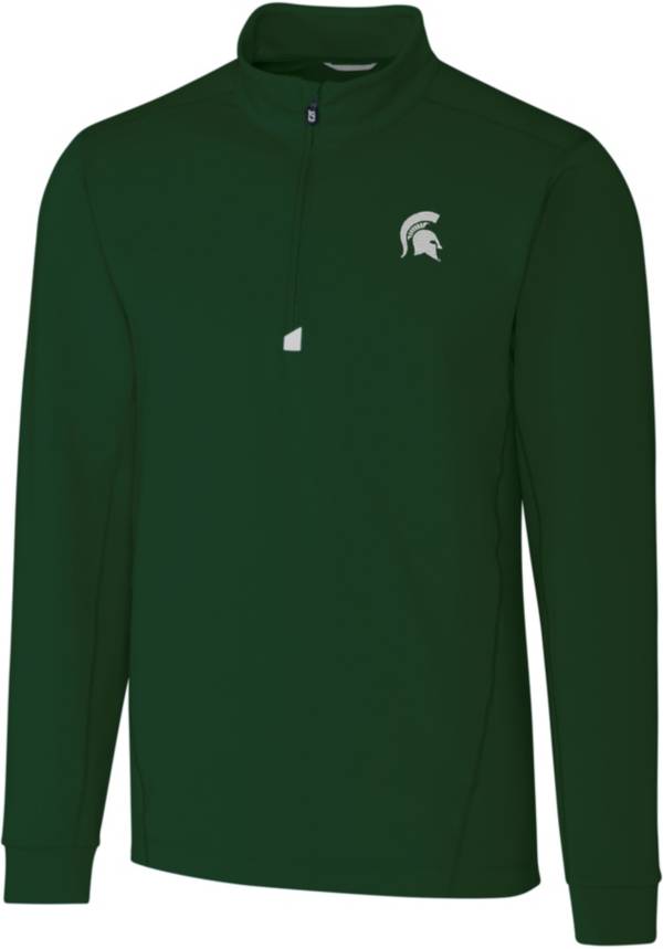 Cutter & Buck Men's Michigan State Spartans Green Traverse Half-Zip Shirt