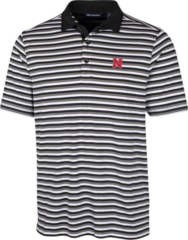 Cutter & Buck Men's Nebraska Cornhuskers Forge Black Polo
