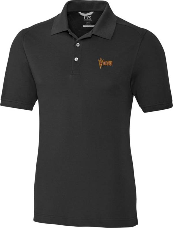 Cutter & Buck Men's Arizona State Sun Devils Advantage Long Sleeve Black Polo