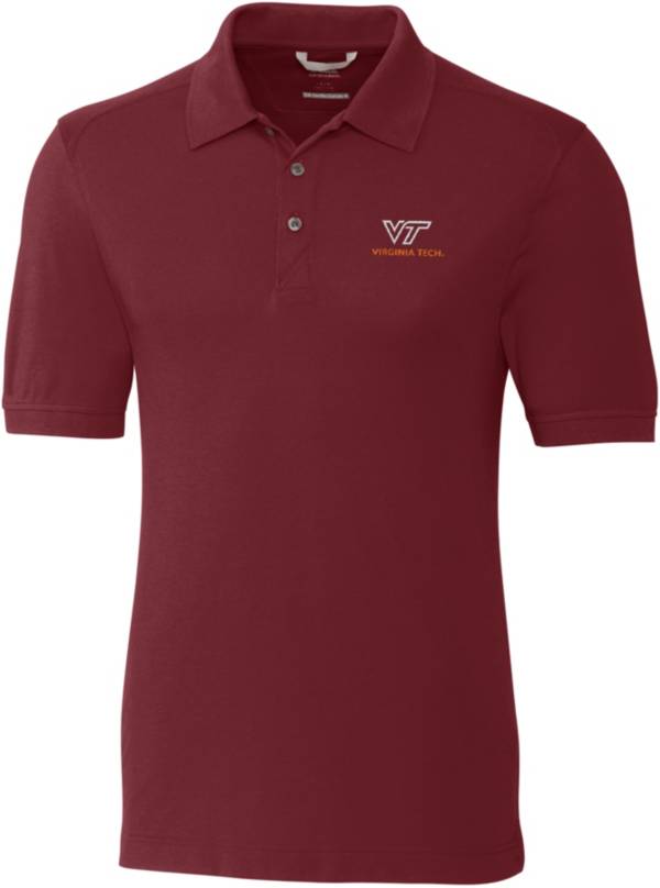 Cutter & Buck Men's Virginia Tech Hokies Maroon Advantage Long Sleeve Polo