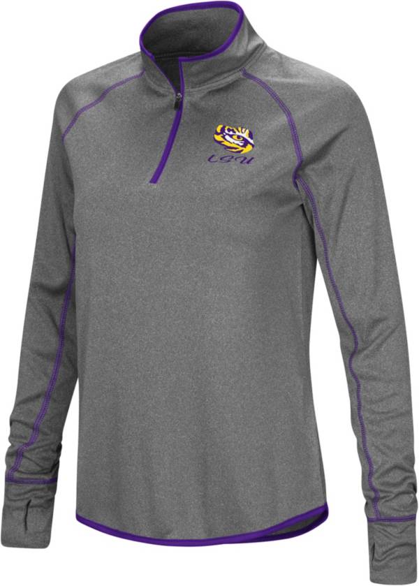 Colosseum Women's LSU Tigers Charcoal Stingray Quarter-Zip Shirt