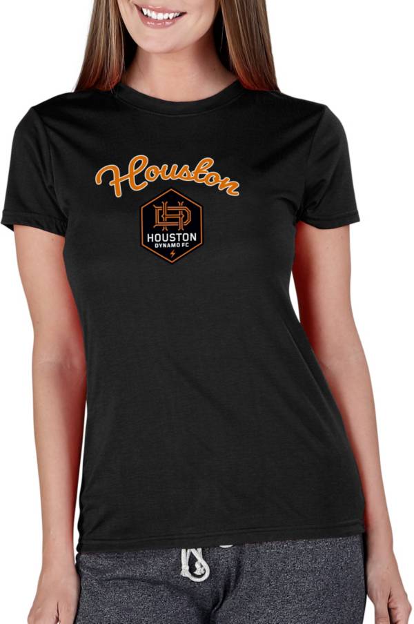 Concepts Sport Women's Houston Dynamo Marathon Black Short Sleeve Top