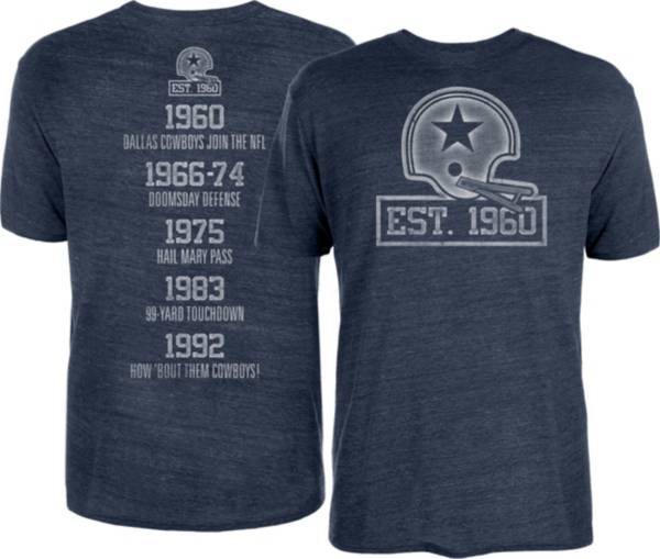 Dallas Cowboys Merchandising Men's '60 Stats Navy Tri-Blend T-Shirt